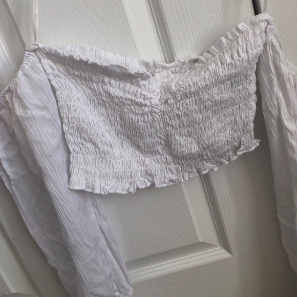 Cropped off the shoulder bell sleeve top - Picture 1 of 4